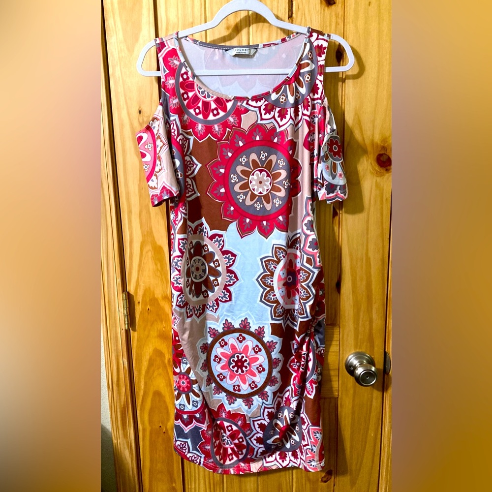 Ekouaer size L cold-shoulder (maternity?) midi dress